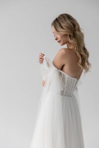Bohokleid mit Spitze, Schnürrung, Boho Brautkleid A-Linie